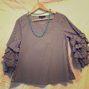 Sanctuary black-and-white check top